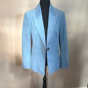 Topshop light Blue Corduroy Blazer NWT US 6 Tailored Single Button Jacket